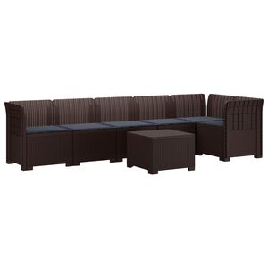vidaXL Sofa Ogrodowa 6-osobowa z Poduszkami w Wyglądzie Rattanu PP