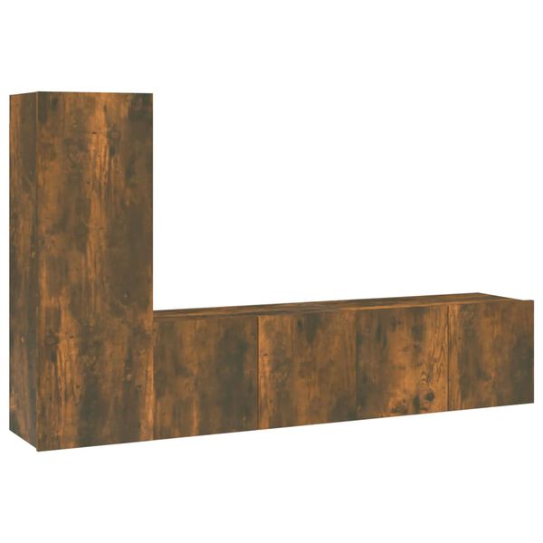 vidaXL Zestaw 3 szafek TV, przydymiony dąb, materiał drewnopochodny