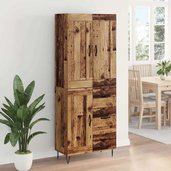 vidaXL Highboard z szufladą Stare drewno 69,5 x 34 x 180 cm