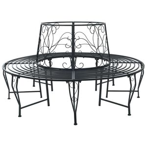 vidaXL Ławka Drzewna 8-Liczba miejsc &Oslash; 160 x 89 cm Stal Czarny Okrągły