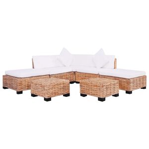 vidaXL Zestaw wypoczynkowy, 18 element&oacute;w, naturalny rattan
