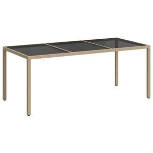 vidaXL St&oacute;ł ogrodowy, beżowy, 190x90x75 cm, szkło i rattan PE