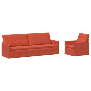 vidaXL Zestaw Sof 2 pcs Czerwono-pomarańczowy Tkanina sztruksowa
