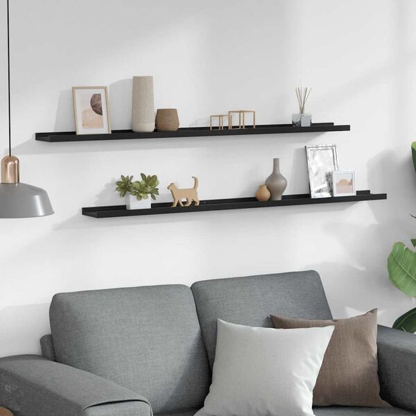 vidaXL P&oacute;łki ścienne, 2 szt., czarne, 115x9x3 cm