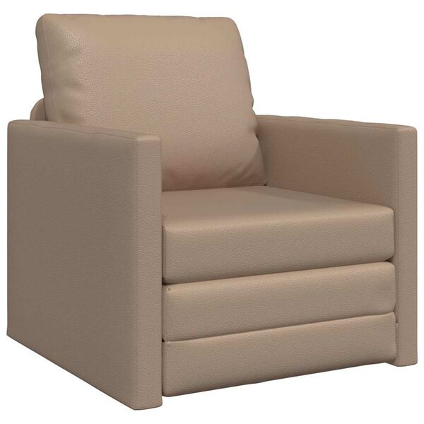 vidaXL Sofa podłogowa 2-w-1, cappuccino, 112x174x55 cm, sztuczna skóra