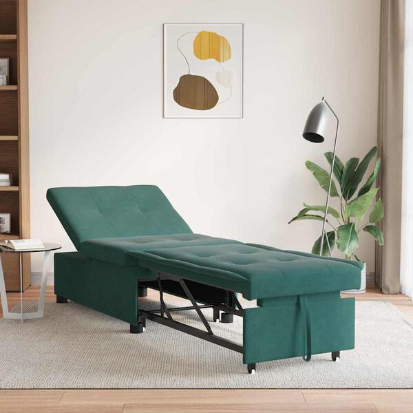 vidaXL Sofa Bed Ciemna zieleń 194 x 67 x 82 cm Aksamit