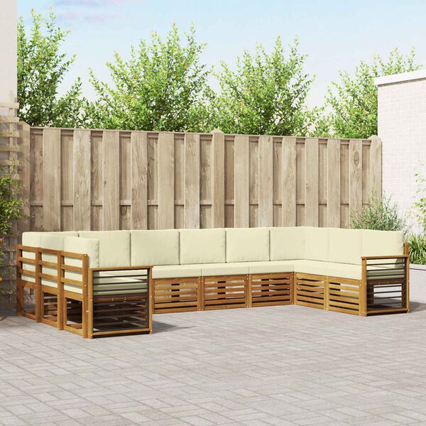 vidaXL Zestaw sofy narożnej z poduszką 10 pcs Naturalny i Kremowy