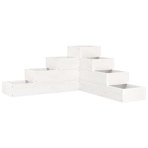 vidaXL Donica ogrodowa, 4-poziomowa, 80,5x79x36 cm, biała, sosnowa