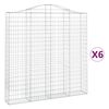 vidaXL Kosze gabionowe, 6 szt, 200x30x200/220 cm, galwanizowane żelazo