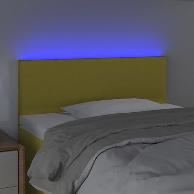 vidaXL Zagłówek do łóżka z LED, zielony, 100x5x78/88 cm, tkanina