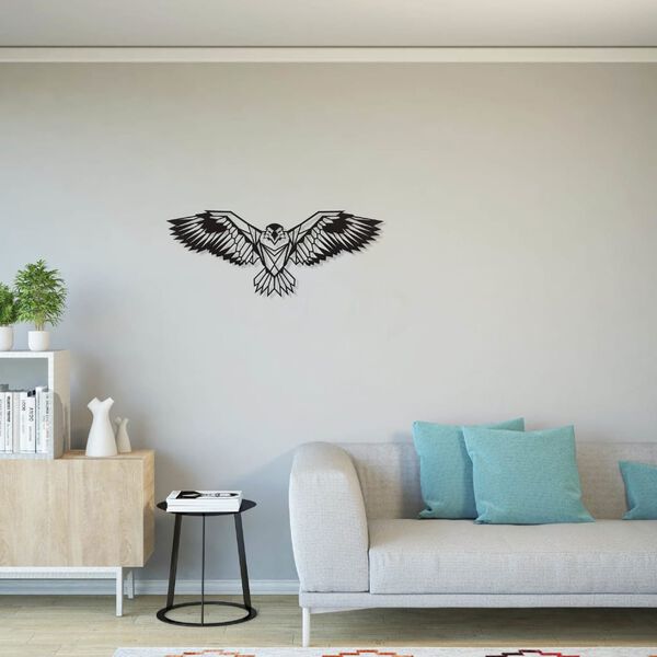 Homemania Dekoracja ścienna Eagle, 100x44 cm, stalowa, czarna