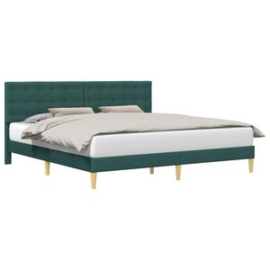vidaXL Ramka ł&oacute;żka Z zagł&oacute;wkiem Ciemnozielony 200 x 200 cm tkanina