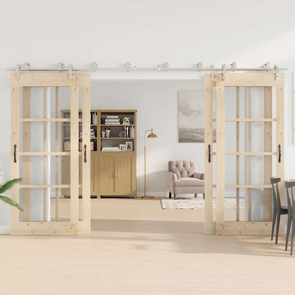 vidaXL System do mocowania drzwi przesuwnych, 366 cm, stal, srebrny