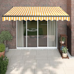 vidaXL Zwijana markiza, automatyczna, ż&oacute;łto-biała, 3x2,5 m