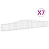 vidaXL Kosze gabionowe, 7 szt, 400x30x40/60 cm, galwanizowane żelazo