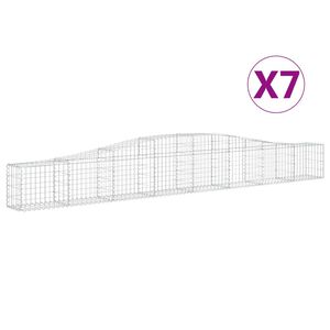 vidaXL Kosze gabionowe, 7 szt, 400x30x40/60 cm, galwanizowane żelazo