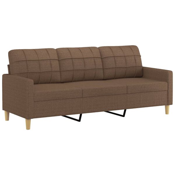 vidaXL 3-osobowa sofa z poduszkami, brązowa, 180 cm, tkanina