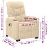 vidaXL Podnoszony fotel masujący, kremowa, tkanina