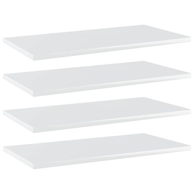 vidaXL Półki na książki, 4 szt., wysoki połysk, białe, 60x30x1,5 cm