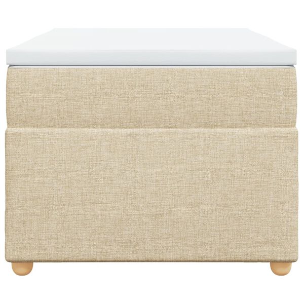 vidaXL Ł&oacute;żko kontynentalne z materacem, kremowe, tkanina, 90x200 cm