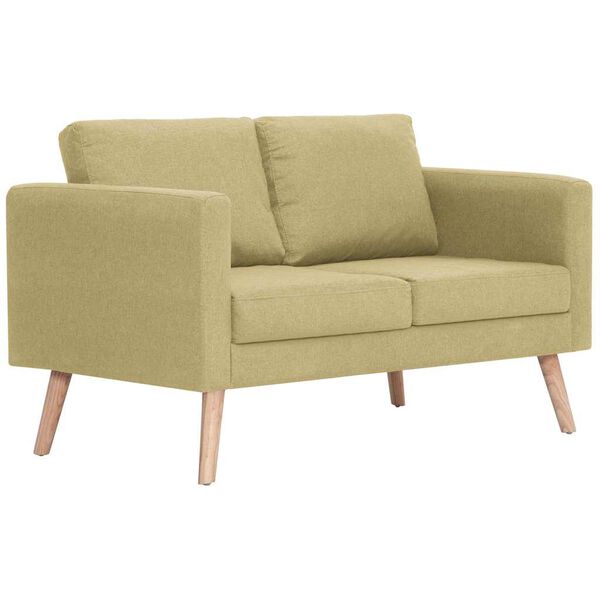 vidaXL 2-osobowa sofa tapicerowana tkaniną, zielona