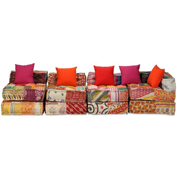 vidaXL Puf modułowy, 4-osobowy, patchwork, tkanina