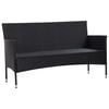 vidaXL 3-osobowa sofa ogrodowa z poduszkami, polirattan, czarna