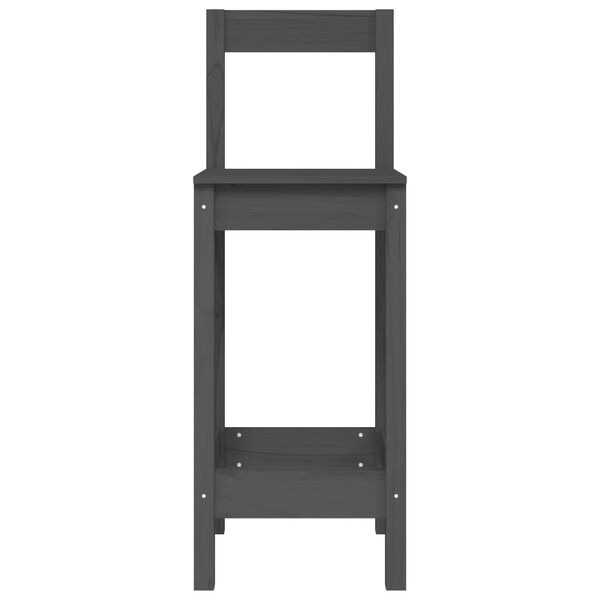 vidaXL Stołki barowe 2 szt., szare 40x41,5x112 cm, lite drewno sosnowe