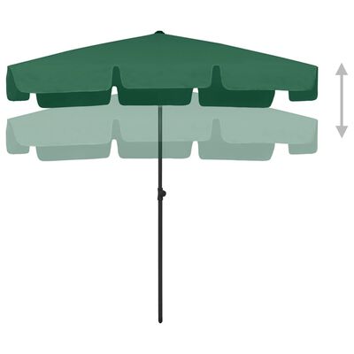 vidaXL Parasol plażowy, zielony, 200x125 cm