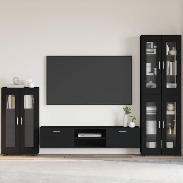 vidaXL Bufet z p&oacute;łką Czarny 55,5 x 29 x 103 cm Materiał drewnopochodny