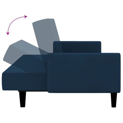 vidaXL 2-os. kanapa z podnóżkiem, niebieska, aksamitna