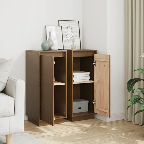 vidaXL Szafki, 2 szt., miodowy brąz, 31,5x34x75 cm, drewno sosnowe