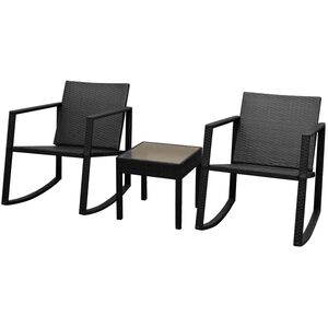 vidaXL 3-cz. zestaw mebli bistro, rattan PE, czarny