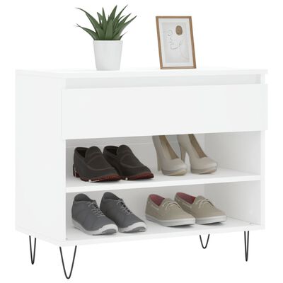 vidaXL Półka na buty, biały, 70x36x60 cm, materiał drewnopochodny
