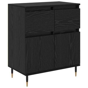 vidaXL Bufet Czarny Dąb 60 x 35 x 70 cm Drewno inżynieryjne i żelazo
