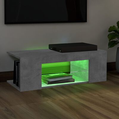 vidaXL Szafka pod TV z oświetleniem LED, szarość betonu, 90x39x30 cm
