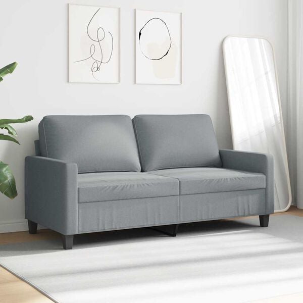 vidaXL Sofa 2-osobowa, jasnoszara, 140 cm, tapicerowana tkaniną