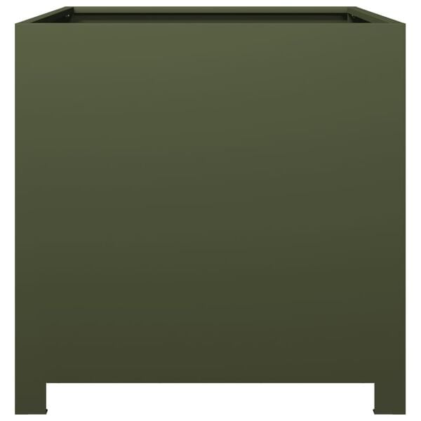 vidaXL Donica ogrodowa, oliwkowozielona, 50x50x50 cm, stalowa