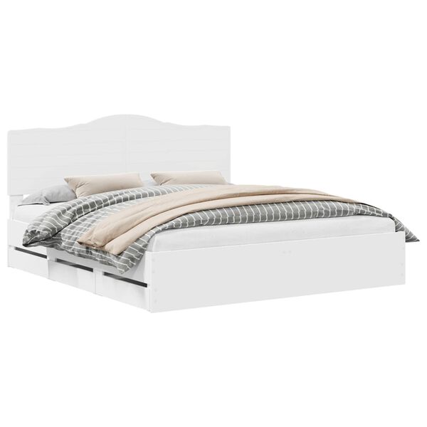 vidaXL Ramka ł&oacute;żka z szufladą Biały 200 x 200 cm Drewno inżynieryjne