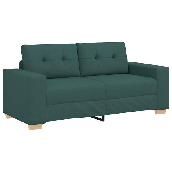 vidaXL Sofa dwuosobowa, ciemnozielona, 140 cm, tkanina
