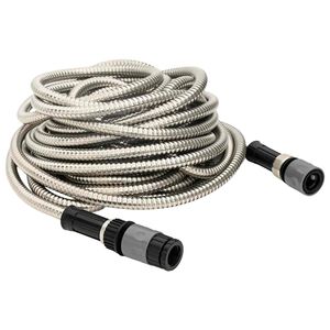 vidaXL Wąż ogrodowy z dyszą zraszającą, srebrny, 0,6", 7,5 m, stal