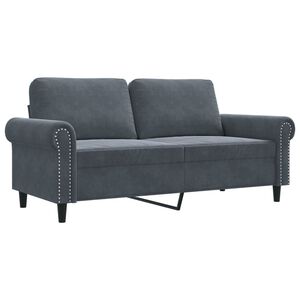 vidaXL Sofa 2-osobowa, ciemnoszary, 140 cm, tapicerowana aksamitem