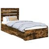 vidaXL Ramka ł&oacute;żka z szufladą Wędzone dąb i srebro 75 x 190 cm