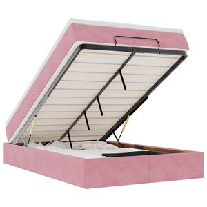 vidaXL Ł&oacute;żko otomana z materacami i LED, r&oacute;żowa, 120x190 cm, aksamit