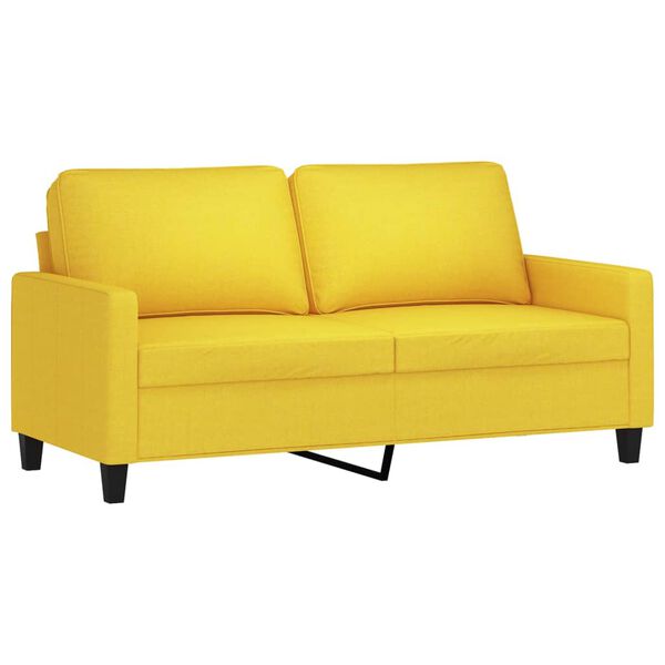 vidaXL Sofa 2-osobowa, jasnoż&oacute;łta, 140 cm, tapicerowana tkaniną