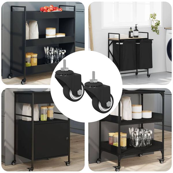 vidaXL Obrotowe k&oacute;łko 2 pcs Czarny 40,4 x 40,4 x 19,7 mm