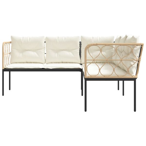 vidaXL Narożna sofa ogrodowa z poduszkami, czarna, stal i textilene