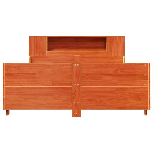 vidaXL Rama ł&oacute;żka bez materaca, woskowy brąz, 140x190 cm, lita sosna