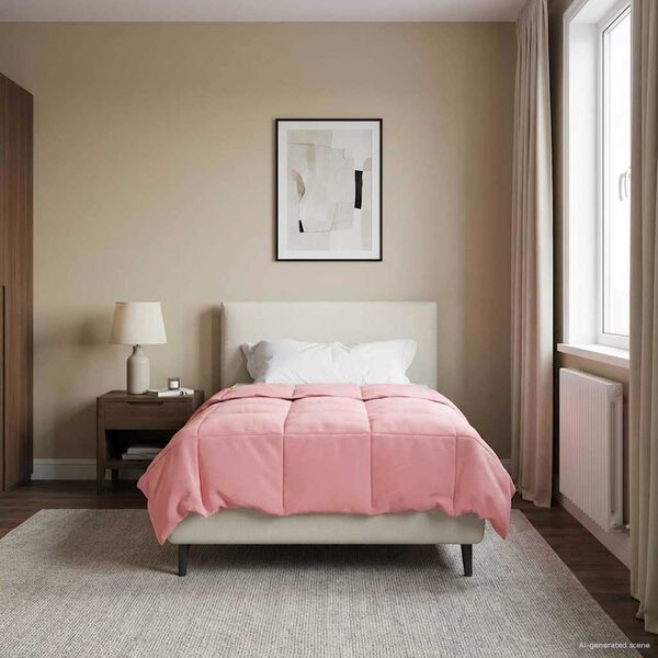 vidaXL Zimowa Kołdra Kwiłtowany R&oacute;żowy 135 x 220 cm Mikrofibra