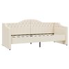 vidaXL Rama ł&oacute;żka, USB, kremowa, obita tkaniną, 90x200 cm